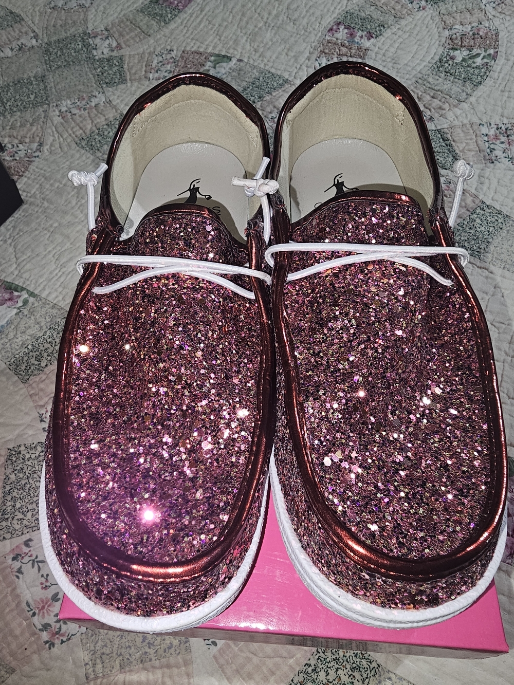 Corkys Glitter Boat Shoes in Rose Pink - Picture 4 of 6